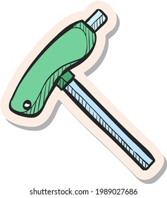 Allen key tool hand drawn color sticker icon