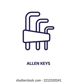 allen keys icon from construction and tools collection. Thin linear allen keys, allen, key outline icon isolated on white background. Line vector allen keys sign, symbol for web and mobile