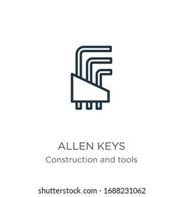 Allen keys icon. Thin linear allen keys outline icon isolated on white background from construction and tools collection. Line vector sign, symbol for web and mobile