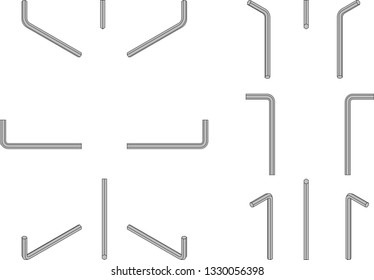 Allen Keys Isometric and Orthographic Views