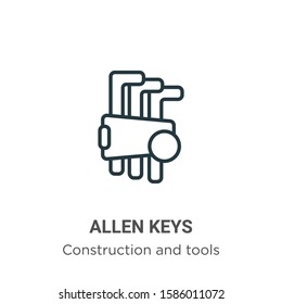 Allen keys outline vector icon. Thin line black allen keys icon, flat vector simple element illustration from editable construction and tools concept isolated on white background