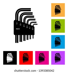 Allen Keys Set Icon With Different Color Background