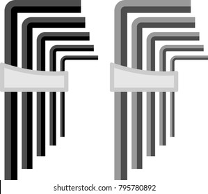 Allen Wrench, Hex Key Vector Art Illustration