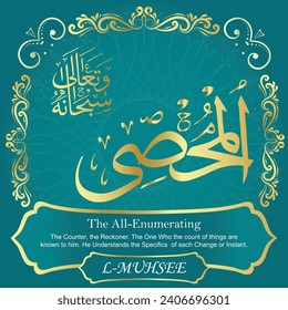 The All-Enumerating.
The Counter, the Reckoner. The One Who the count of
things are known to him. He Understands the Specifics 
of each Change or Instant.