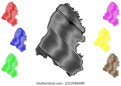 Allerdale Non-metropolitan district (United Kingdom of Great Britain and Northern Ireland, ceremonial county Cumbria, England) map vector illustration, scribble sketch Borough of Allerdale map