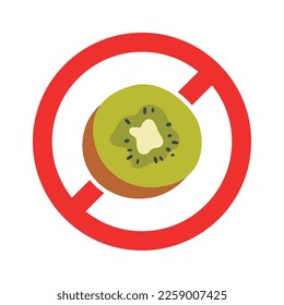 Allergen food flat icon Ban to kiwi. Vector illustration