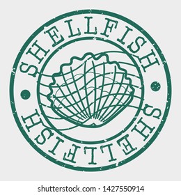 Allergen Food Stamp. Shellfish Silhouette Seal. Round Design. Vector Icon. Design Retro Insignia.