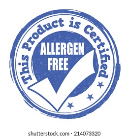 Allergen free grunge rubber stamp on white background, vector illustration