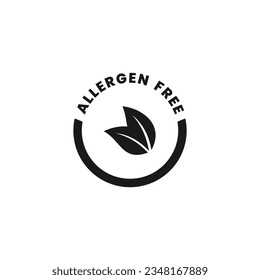 Allergen free icon or Allergen free label vector isolated in flat style. Allergen free icon vector for product packaging design element. Allergen free label for packaging design element.