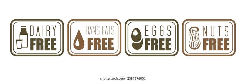 Allergen Free Icons and Product Sign Vector Set