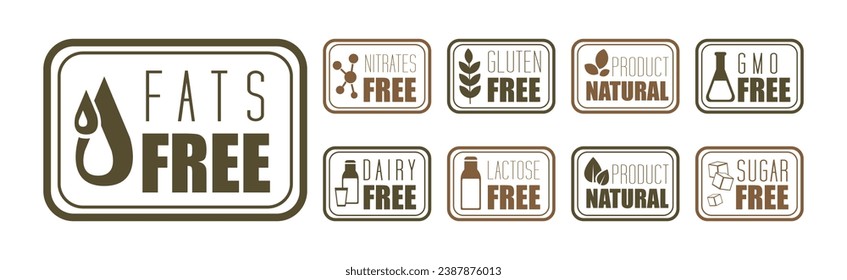 Allergen Free Icons and Product Sign Vector Set