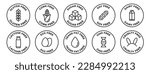 Allergen free icons set. Gluten, corn, sugar, soy, dairy, lactose, egg, trans fat, gmo, and cruelty free icon collection - Stock vector