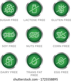 Allergen Free Icons Set Vector Illustration Stock Vector (Royalty Free ...