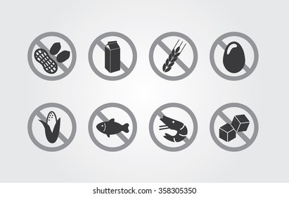 allergen free icons that show the absence of different food allergens
