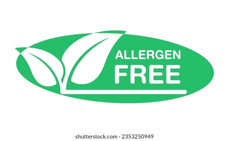 Etiqueta libre de alérgicos o icono libre de alergénicos en estilo plano. Pegatina para productos no alergénicos y materiales hipoalergénicos, símbolos de envasado de productos seguros. Ilustración vectorial.