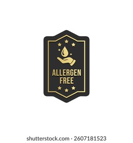 Allergen free label premium vector. Best Hypoallergenic label for product design element. Dermatologically tested stamp for packaging design element.