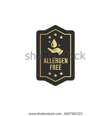 Allergen free label premium vector. Best Hypoallergenic label for product design element. Dermatologically tested stamp for packaging design element.