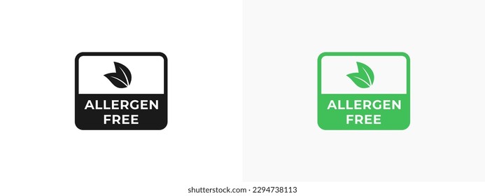 Allergen free label or Allergen free sign vector isolated in flat style. Allergen free label vector for product packaging design element. Best Allergen free sign for packaging design element.