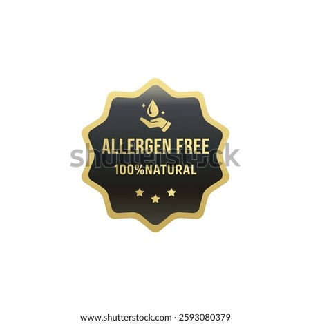 Allergen free label stamp vector isolated EPS. Best Hypoallergenic label for product design element. Dermatologically tested stamp for packaging design element.