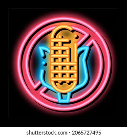 Allergen Free Sign Corn neon light sign vector. Glowing bright icon transparent symbol illustration