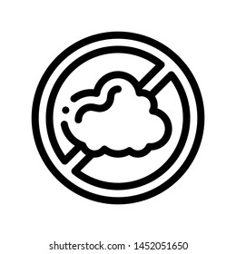 Allergen Free Sign Dust Vector Thin Line Icon. Allergen Free Linear Pictogram. Crossed Out Mark Cinder Cloud Healthy Nature Environment. Black And White  Contour Illustration