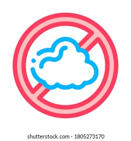 Allergen Free Sign Dust Vector Thin Line Icon. Allergen Free Linear Pictogram. Crossed Out Mark Cinder Cloud Healthy Nature Environment. Illustration