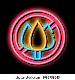 Allergen Free Sign Flower neon light sign vector. Glowing bright icon transparent symbol illustration