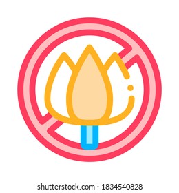 Allergen Free Sign Flower Vector Thin Line Icon. Allergen Free Farina Pollen Linear Pictogram. Crossed Out Mark Flower-stalk Healthy Produce. Illustration