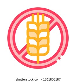 Allergen Free Sign Wheat Vector Thin Line Icon. Allergen Free Gluten Agricultural Food Linear Pictogram. Crossed Out Mark Spike Rye Eco Healthy Produce. Illustration
