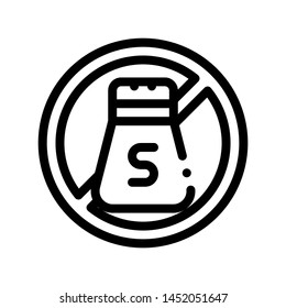 Allergen Free Spice Salt Vector Thin Line Icon. Allergen Free Food Linear Pictogram. Crossed Out Sign With Condiment Bottle Healthy Produce. Designed Monochrome Contour Illustration