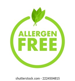 Allergen free stamp. allergen free round ribbon label. Vector stock illustration.