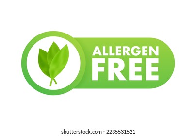 Allergen free stamp. allergen free round ribbon label. Vector stock illustration.