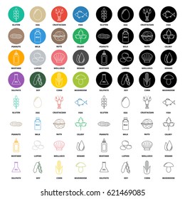 Allergen icons big vector set.