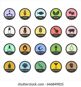 Allergen icons set. Vector illustration.
