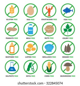 Allergen icons vector set.