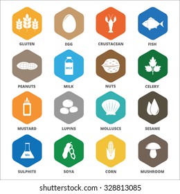 Allergen icons vector set.