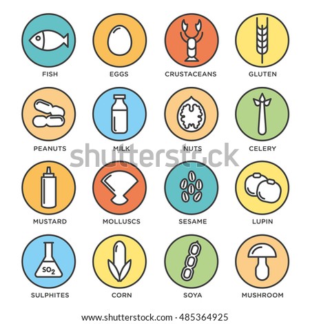 Allergen Icons Vector Set Food Allergens Stock Vector (Royalty Free ...