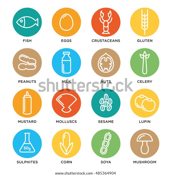 Allergen Icons Vector Set Food Allergens Stock Vector (Royalty Free ...