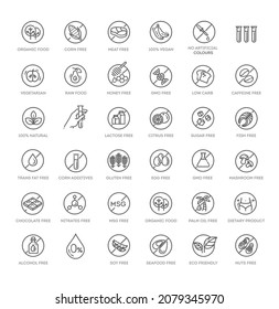 Allergen ingredients vector icons. Product free allergen ingredient symbols