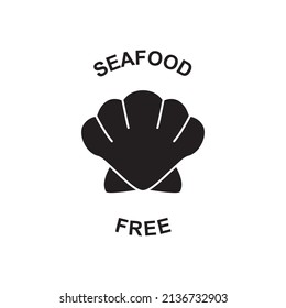 Allergen, no seafood, seafood free icon in black flat glyph, filled style isolated on white background