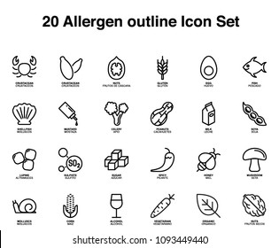 Allergen outline icon set