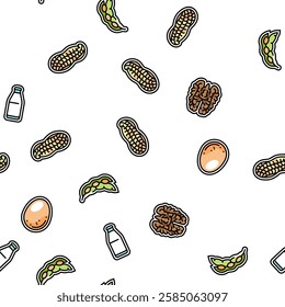 allergen product food free vector seamless pattern thin line illustration