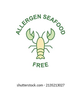Allergen seafood free, shellfish free label icon in color icon, isolated on white background 