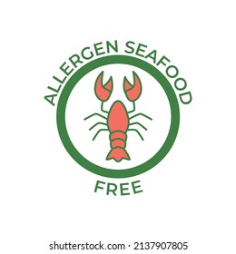 Allergen seafood free, shellfish free label icon in color icon, isolated on white background 