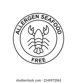 Allergen seafood free, shellfish free label icon in black line style icon, style isolated on white background
