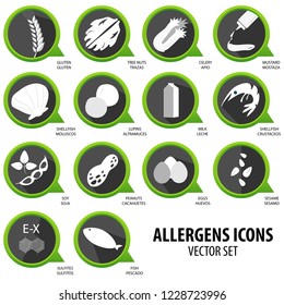 Allergens black icon for menus