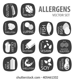 Allergens black icon set