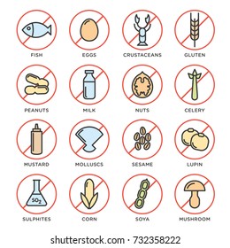 Allergens Free Icons Vector Set Stock Vector (Royalty Free) 732358222 ...