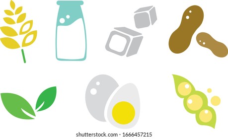 Allergens intolerance food menu icon set