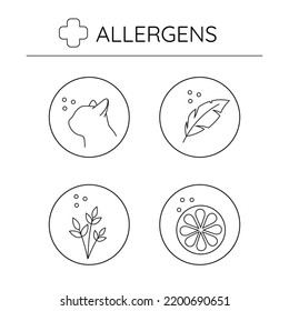 allergens line icons set. Isolated on white background